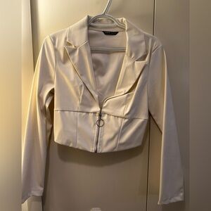 Faux leather zip up top